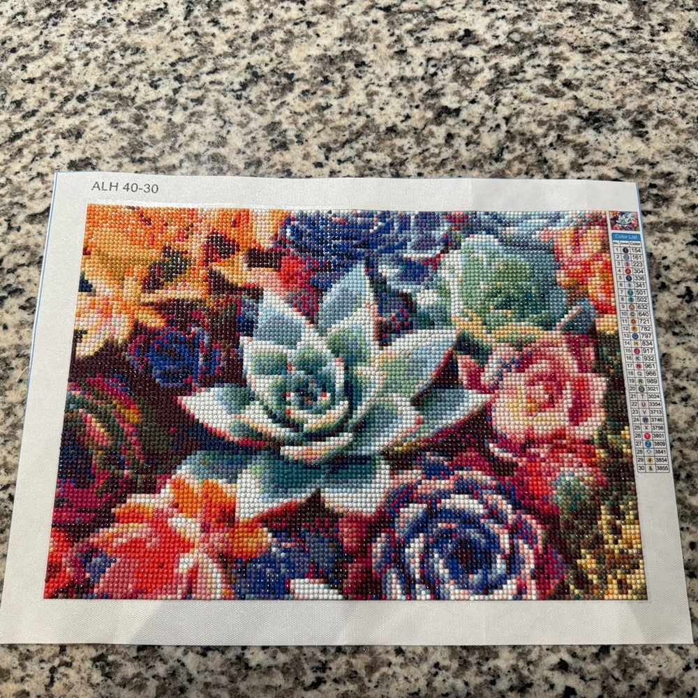 Diamond Art Painting Succulent Flowers Completed/Unframed/Sealed Floral